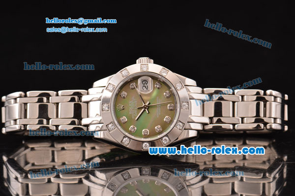 Rolex Datejust Lady Pearlmaster 2813 Automatic Steel Case with Diamond Markers Grey Mop Dial and Stainless Steel Strap ETA Coating - Click Image to Close